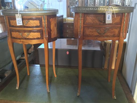 Louis XV style oval marquetry side table  & another similar table